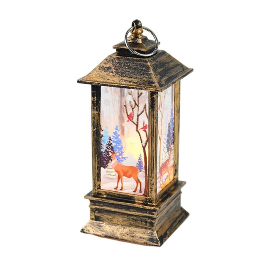 Santa Claus Snowman Lantern Light Merry Christmas